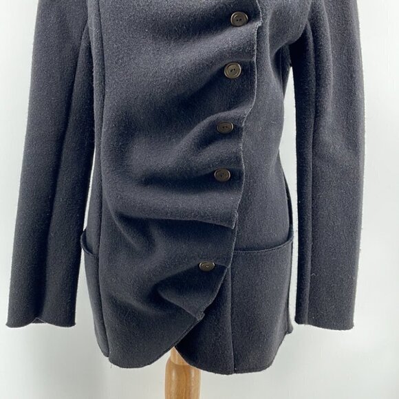 REBECCA King asymmetrical button jack sweater button wool blend minimalist sz S - Picture 14 of 14